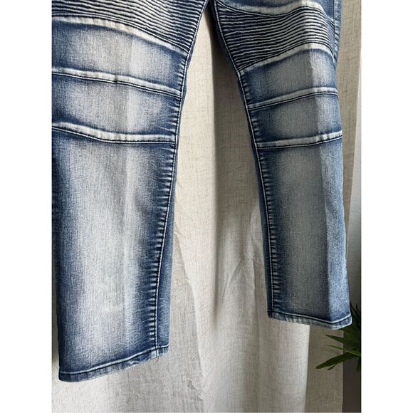 Rocawear Biker Jeans Mens 38 Blue Denim Streetwear Slim Fit Faded Skinny Leg y2k - Picture 10 of 10